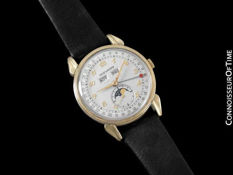 1940's Movado Vintage Triple Calendar Moon Phase - Stainless Steel & 14K Gold - The Celestograph