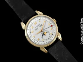 1940's Movado Vintage Triple Calendar Moon Phase - Stainless Steel & 14K Gold - The Celestograph