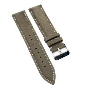 19mm, 20mm, 21mm Thunder Gray Soft Calf Leather Watch Strap, Quick Release Spring Bars
