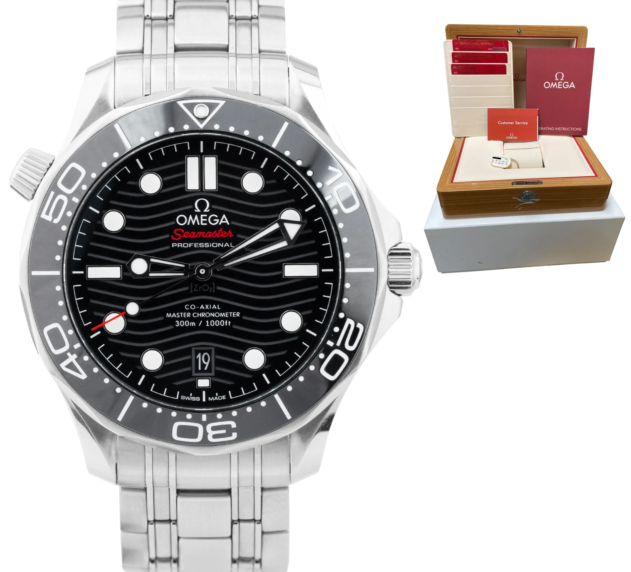2021 Omega Seamaster Diver 300M 42mm Black Wave 210.30.42.20.01.001 Watch B P