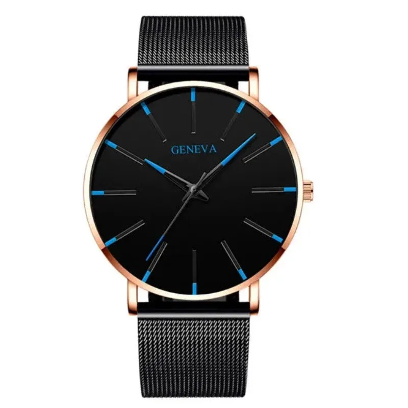 2024 Minimalist Men&#39;s Fashion Ultra Thin Watches Simple Men Business Stainless Steel Mesh Belt Quartz Watch relogio masculino