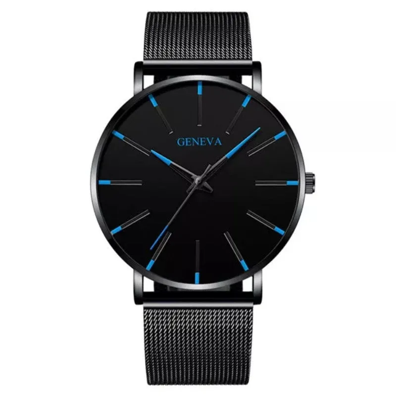 2024 Minimalist Men&#39;s Fashion Ultra Thin Watches Simple Men Business Stainless Steel Mesh Belt Quartz Watch relogio masculino