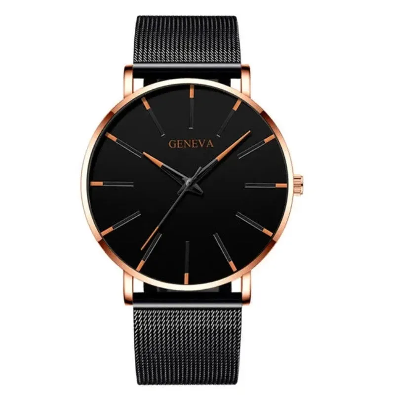 2024 Minimalist Men&#39;s Fashion Ultra Thin Watches Simple Men Business Stainless Steel Mesh Belt Quartz Watch relogio masculino