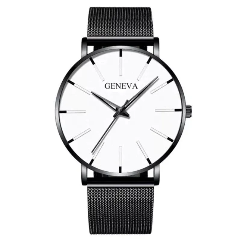 2024 Minimalist Men&#39;s Fashion Ultra Thin Watches Simple Men Business Stainless Steel Mesh Belt Quartz Watch relogio masculino