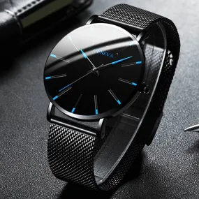 2024 Minimalist Men&#39;s Fashion Ultra Thin Watches Simple Men Business Stainless Steel Mesh Belt Quartz Watch relogio masculino