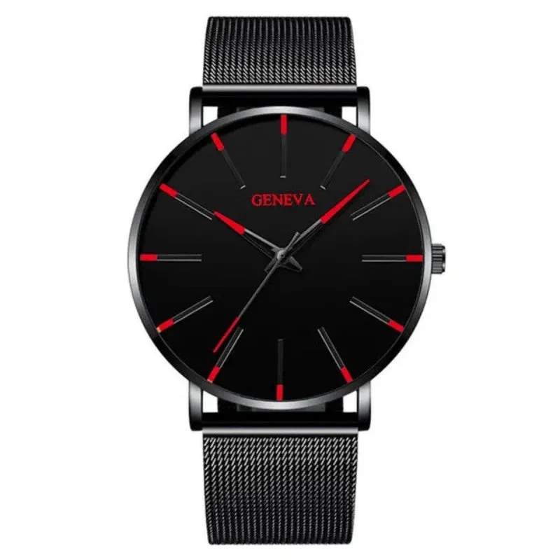 2024 Minimalist Men&#39;s Fashion Ultra Thin Watches Simple Men Business Stainless Steel Mesh Belt Quartz Watch relogio masculino