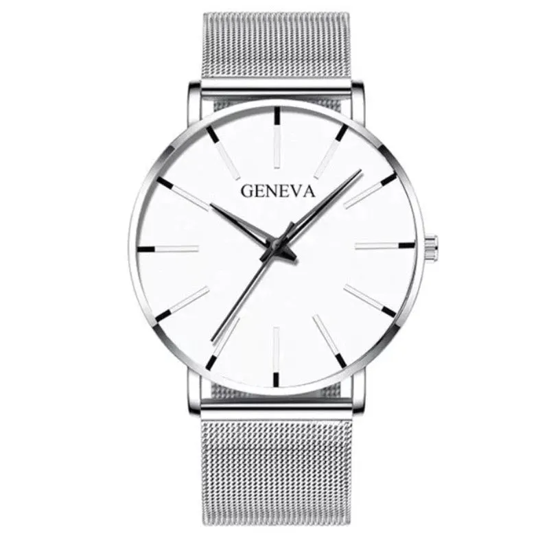 2024 Minimalist Men&#39;s Fashion Ultra Thin Watches Simple Men Business Stainless Steel Mesh Belt Quartz Watch relogio masculino