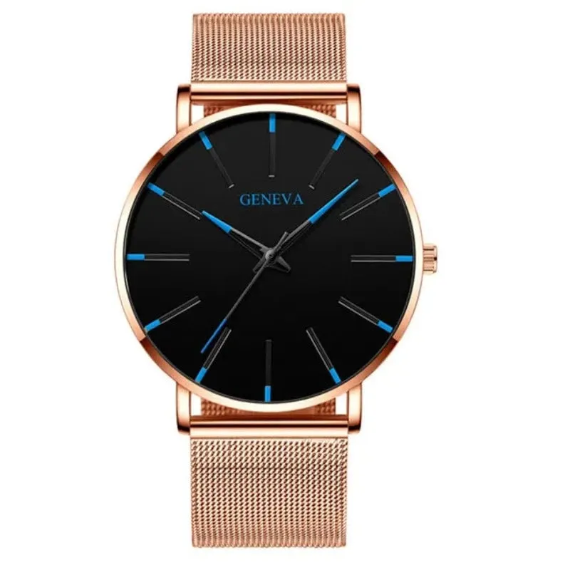 2024 Minimalist Men&#39;s Fashion Ultra Thin Watches Simple Men Business Stainless Steel Mesh Belt Quartz Watch relogio masculino