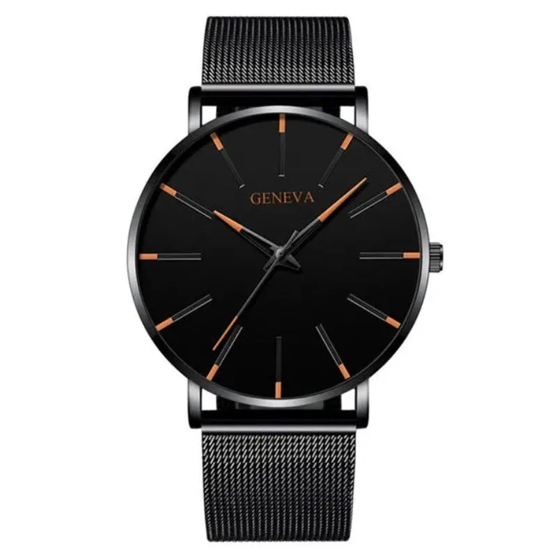 2024 Minimalist Men&#39;s Fashion Ultra Thin Watches Simple Men Business Stainless Steel Mesh Belt Quartz Watch relogio masculino