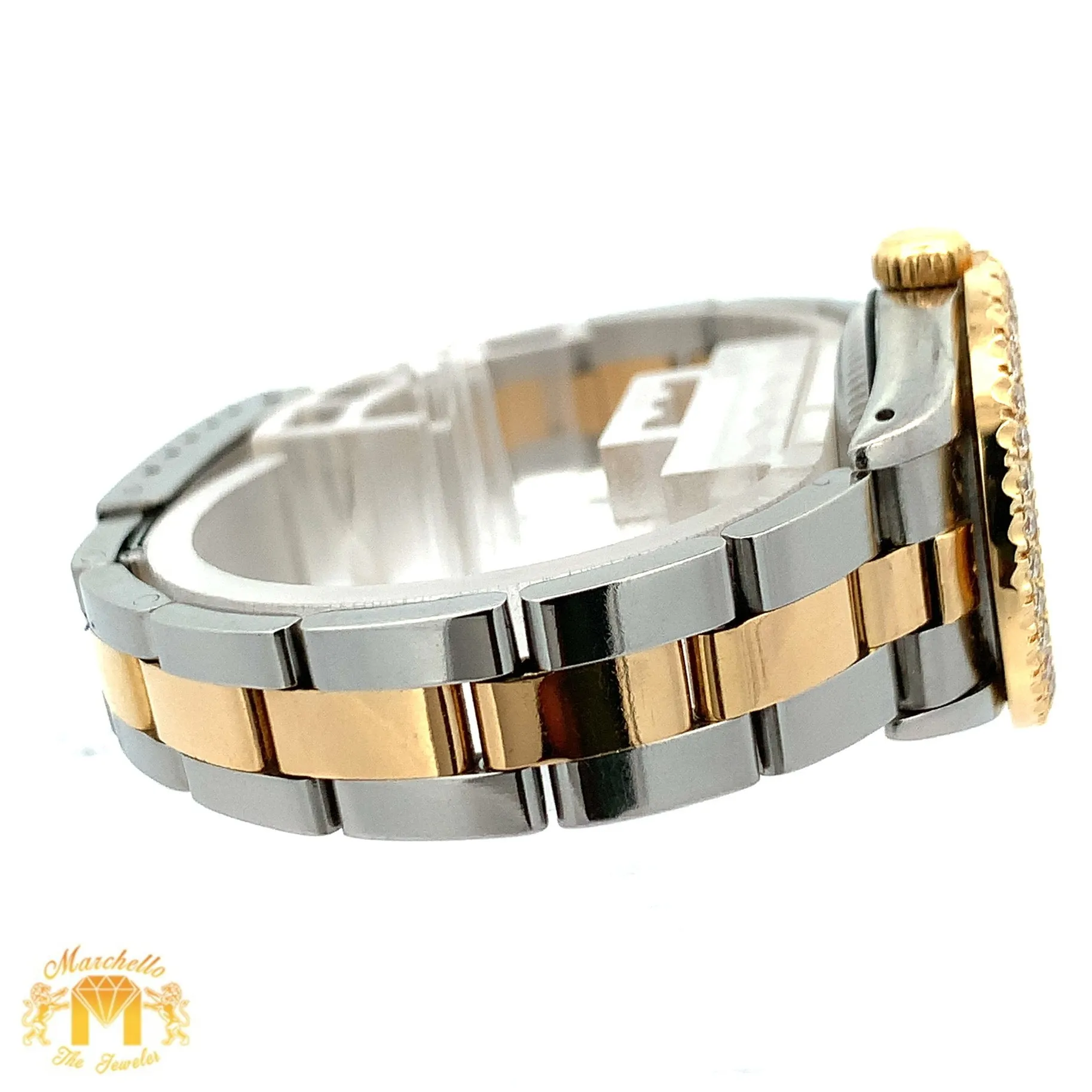 26mm Ladies` Diamond Watch with Two-Tone Oyster Bracelet (custom diamond dial and bezel)
