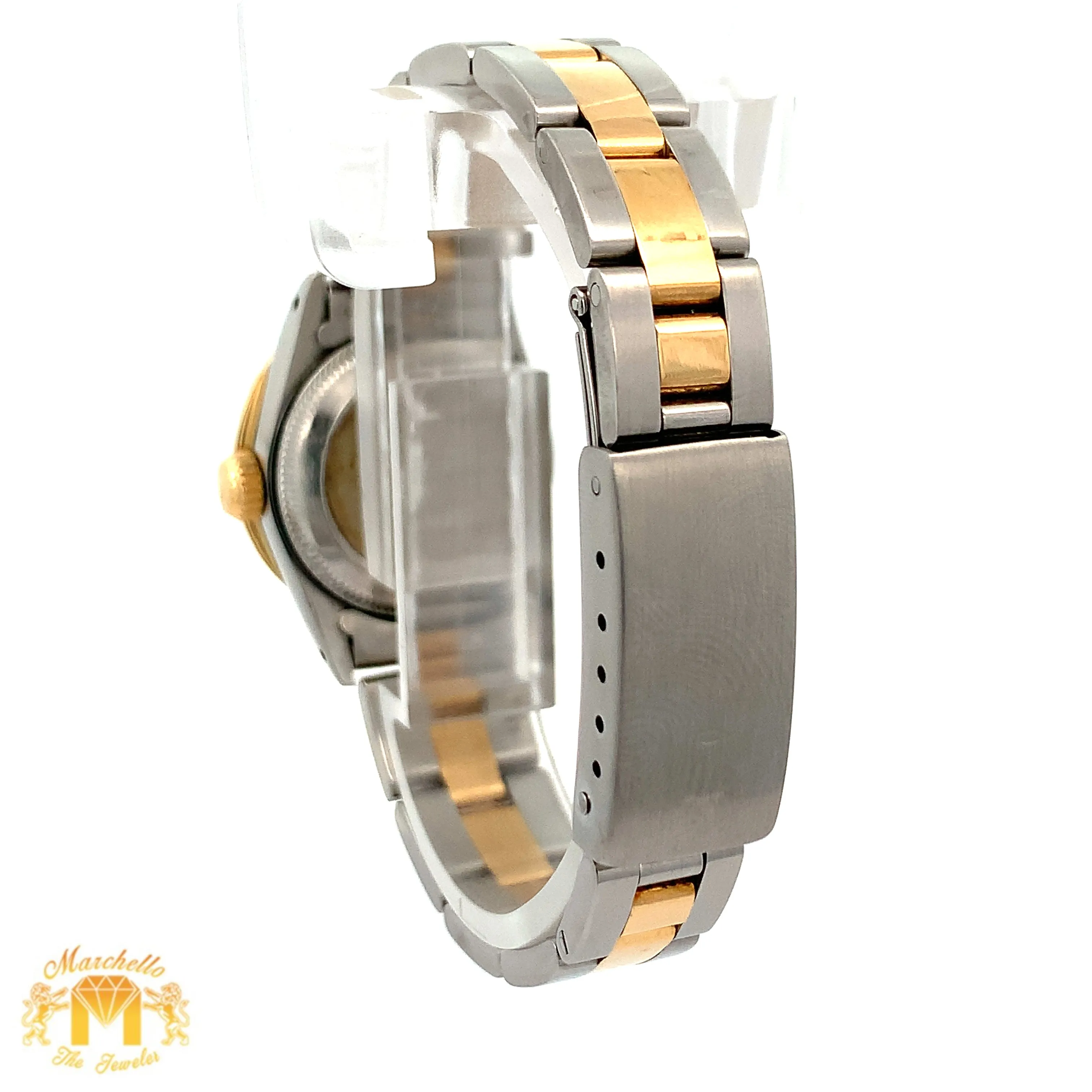 26mm Ladies` Diamond Watch with Two-Tone Oyster Bracelet (custom diamond dial and bezel)
