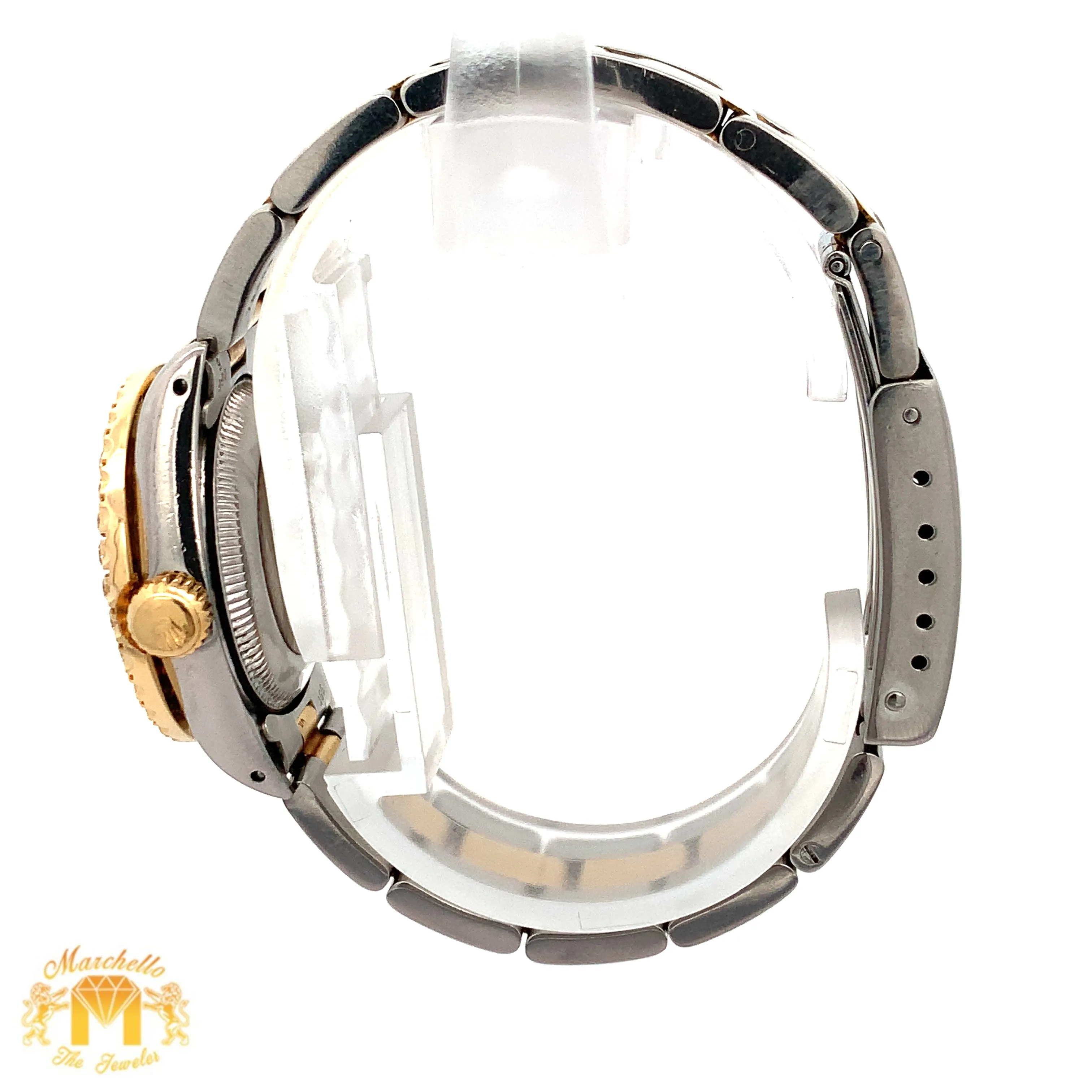 26mm Ladies` Diamond Watch with Two-Tone Oyster Bracelet (custom diamond dial and bezel)