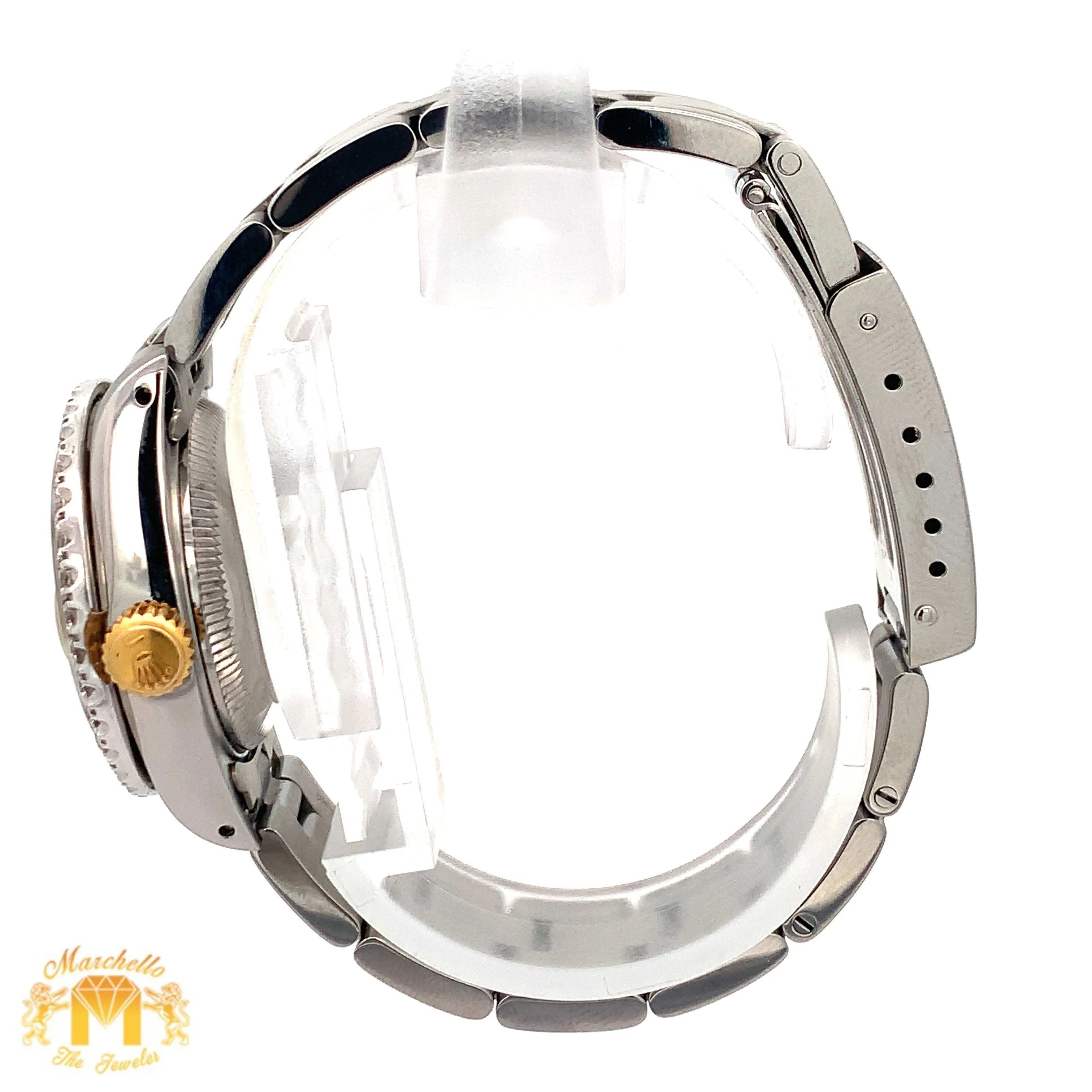 26mm Ladies`Rolex Datejust Watch with Stainless Steel Oyster Bracelet (diamond bezel, champagne dial)