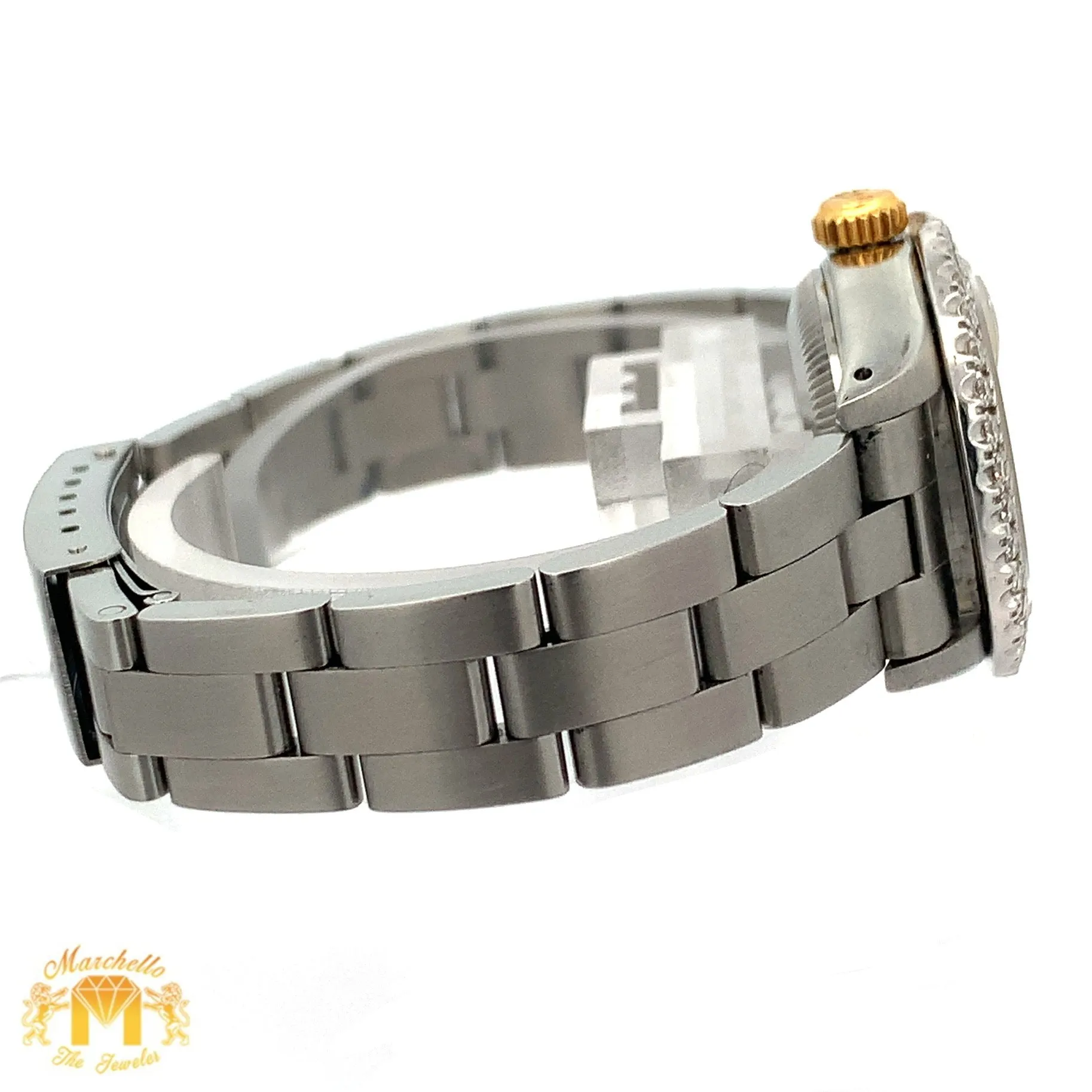 26mm Ladies`Rolex Datejust Watch with Stainless Steel Oyster Bracelet (diamond bezel, champagne dial)