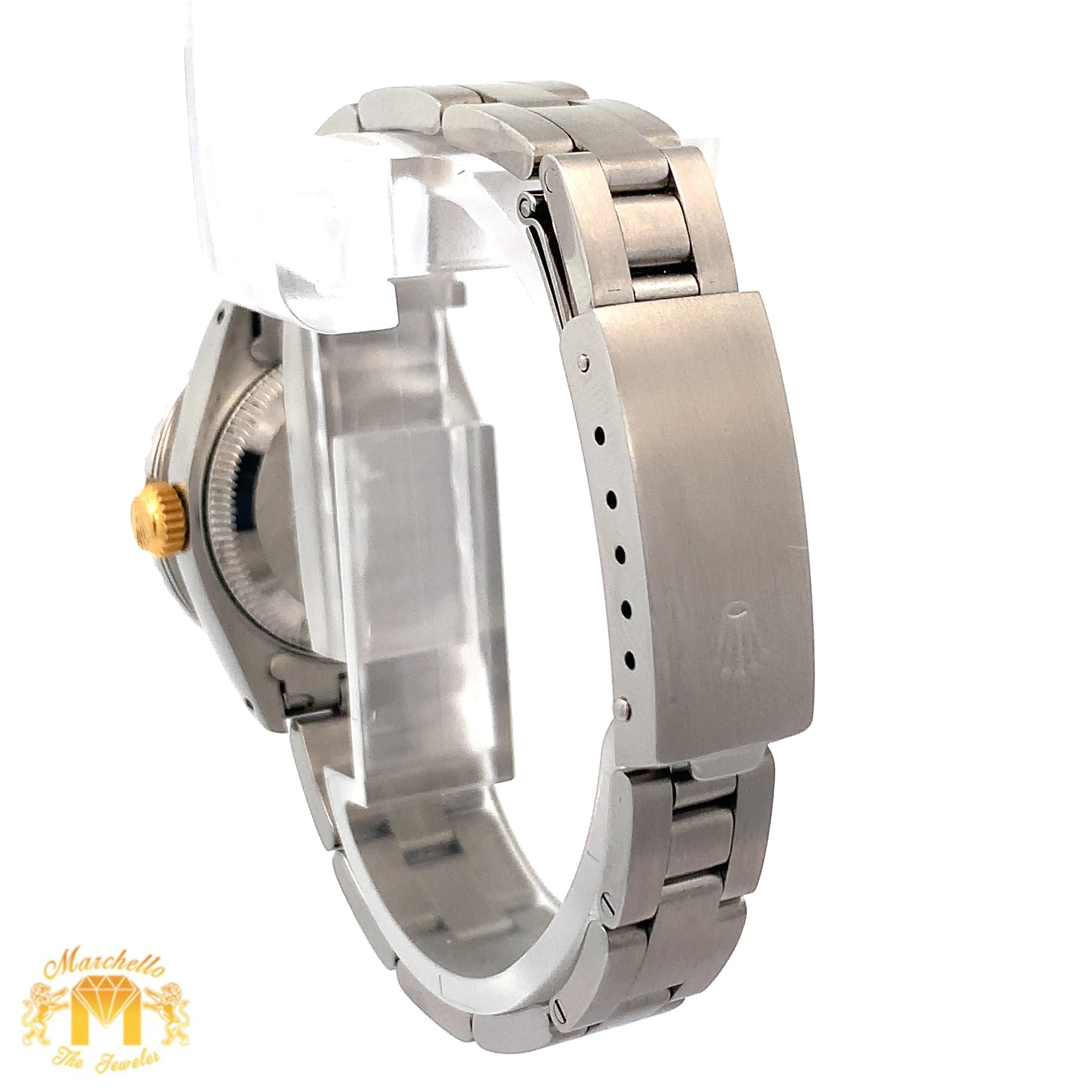 26mm Ladies`Rolex Datejust Watch with Stainless Steel Oyster Bracelet (diamond bezel, champagne dial)