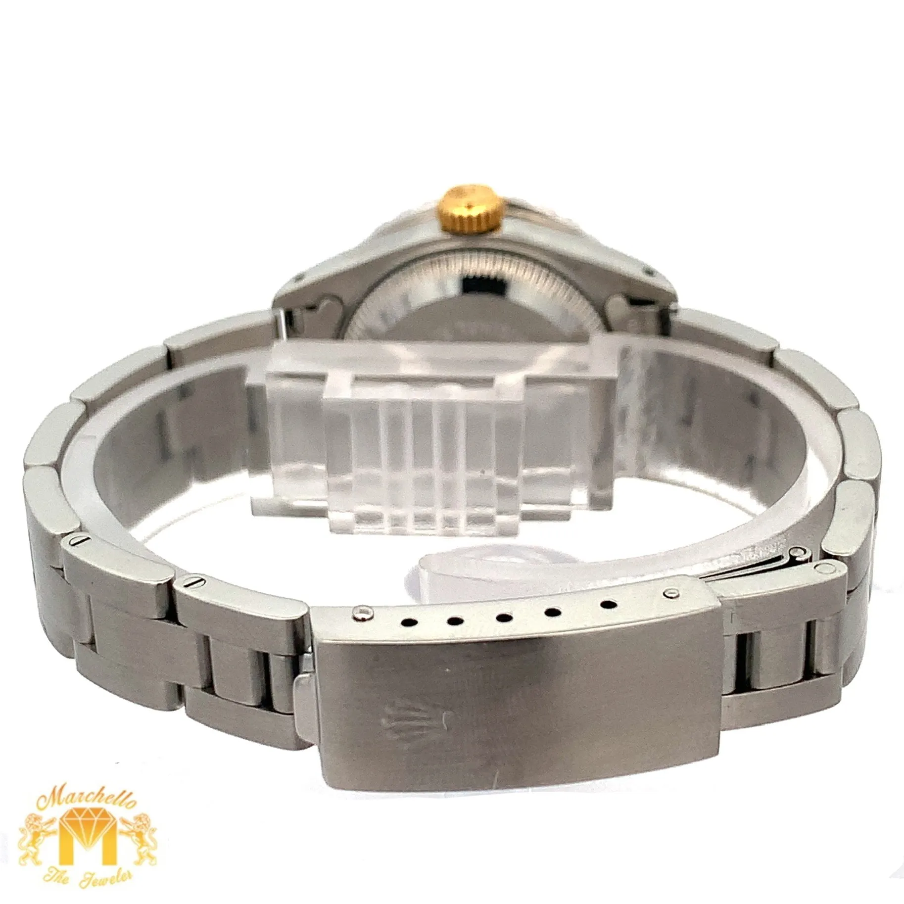 26mm Ladies`Rolex Datejust Watch with Stainless Steel Oyster Bracelet (diamond bezel, champagne dial)