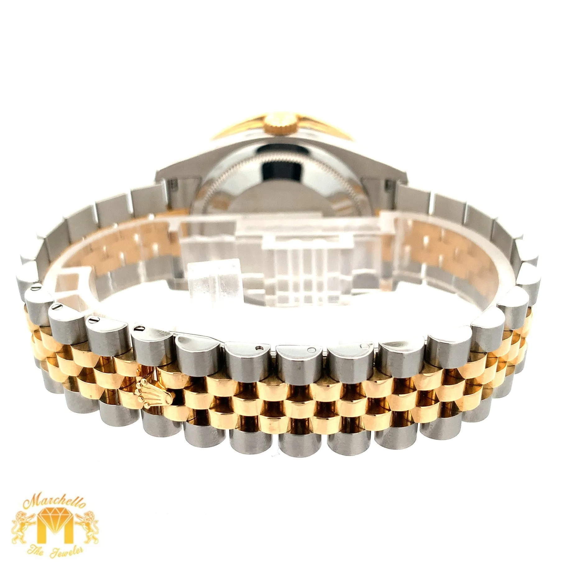 36mm Rolex Datejust Watch with Two-Tone Jubilee Bracelet (extra large custom diamond bezel)
