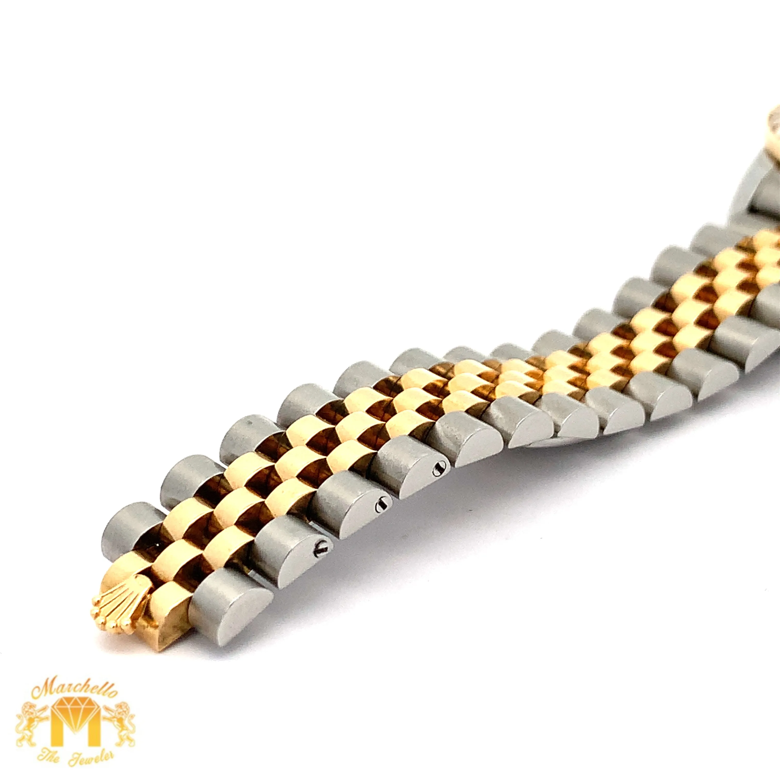 36mm Rolex Datejust Watch with Two-Tone Jubilee Bracelet (extra large custom diamond bezel)
