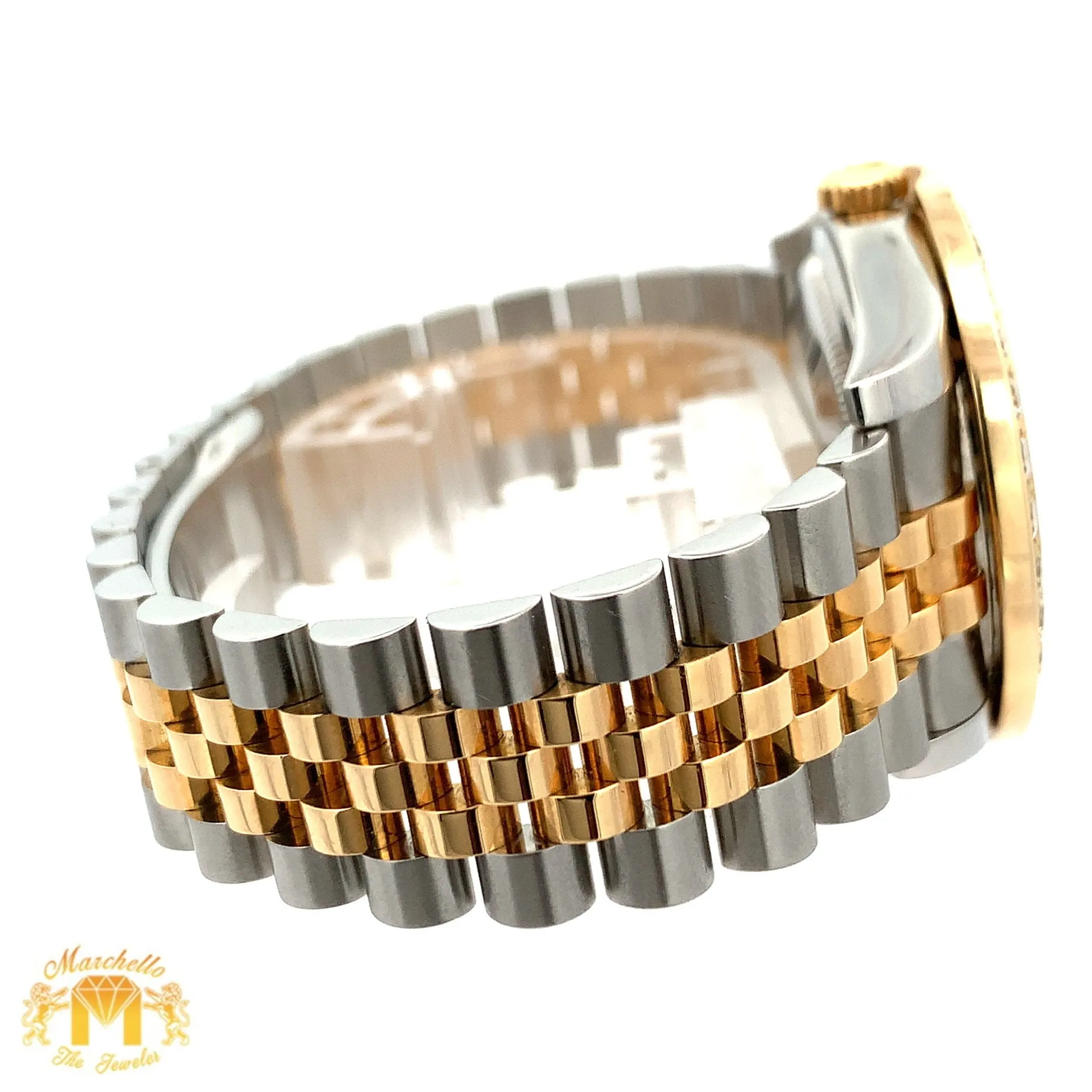 36mm Rolex Datejust Watch with Two-Tone Jubilee Bracelet (extra large custom diamond bezel)