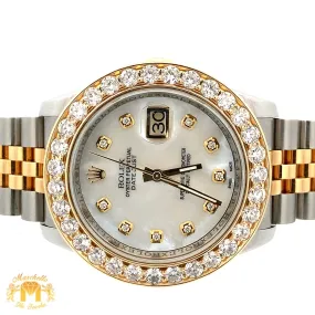 36mm Rolex Datejust Watch with Two-Tone Jubilee Bracelet (extra large custom diamond bezel)
