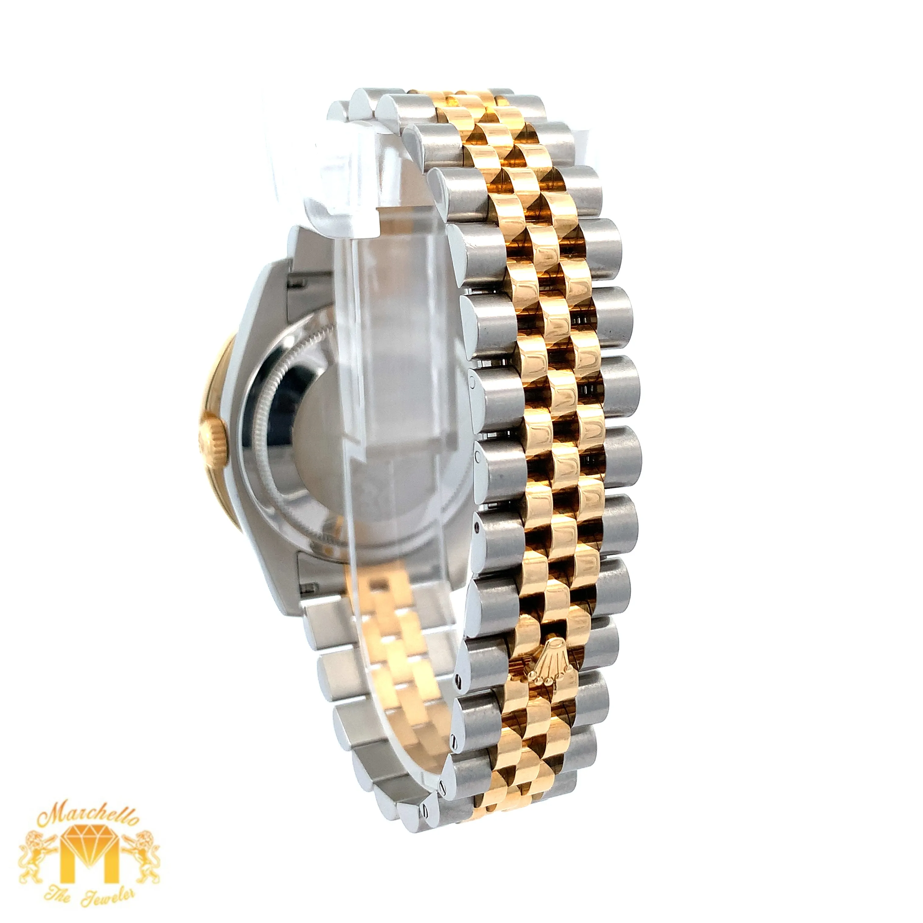36mm Rolex Datejust Watch with Two-Tone Jubilee Bracelet (extra large custom diamond bezel)