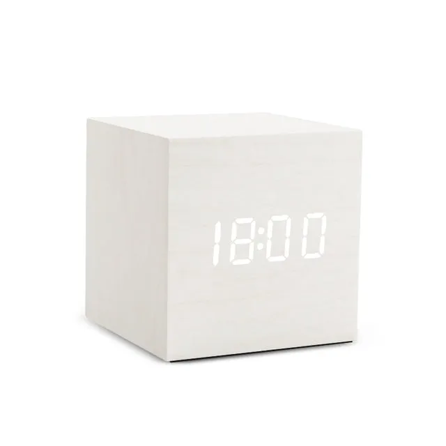 Alarm Clock LED Wooden Watch Table Voice Control Digital Wood Despertador