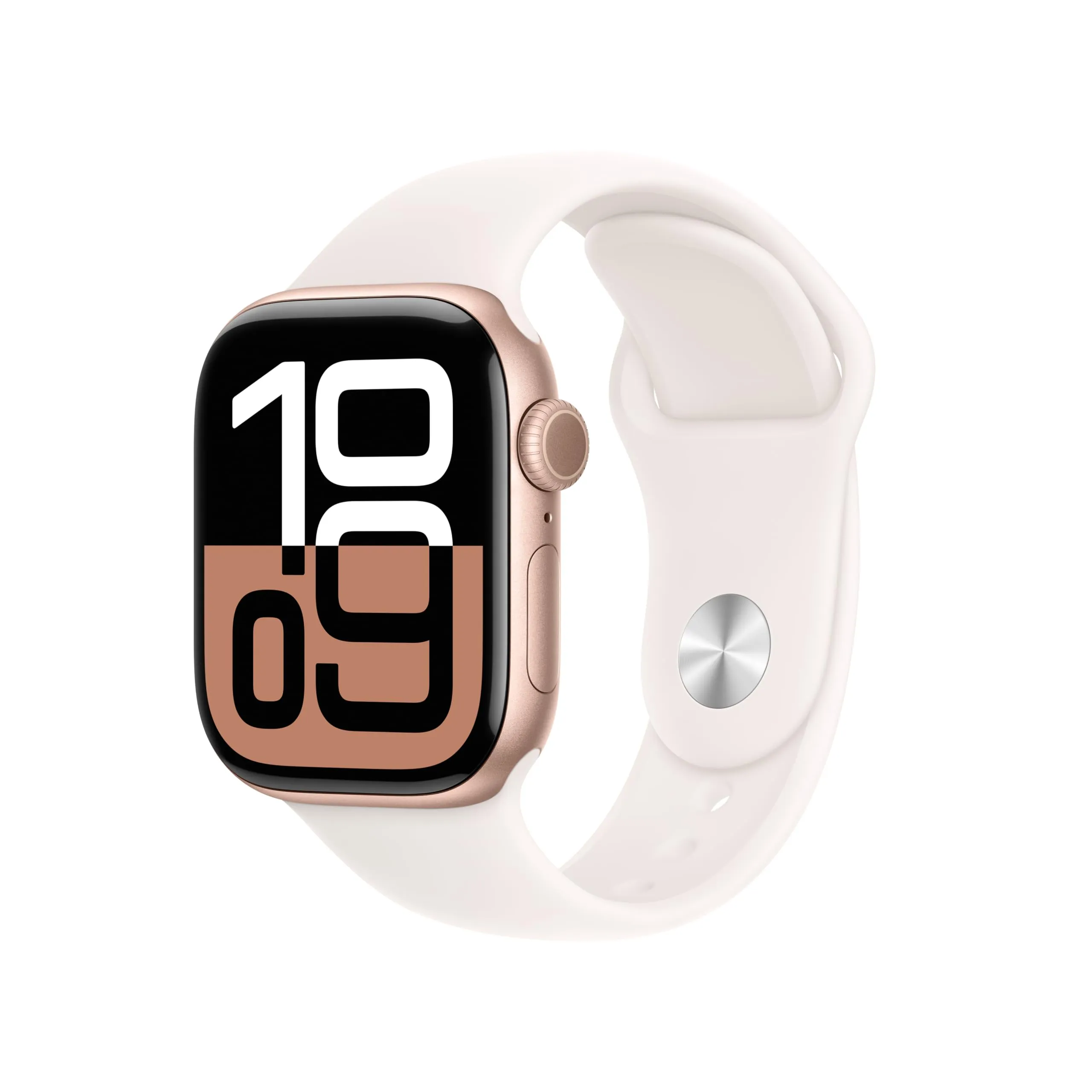 Apple Watch Series 10 [GPS 42mm case] Smartwatch with Rose Gold Aluminium Case with Light Blush Sport Band - S/M. Fitness Tracker, ECG App, Always-On Retina Display, Water Resistant
