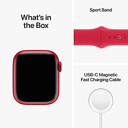 Apple Watch Series 8 [GPS 41mm] Smart Watch w/ (Product) RED Aluminum Case with (Product) RED Sport Band - S/M. Fitness Tracker, Blood Oxygen & ECG Apps, Always-On Retina Display, Water Resistant