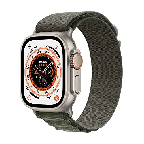 Apple Watch Ultra (GPS   Cellular, 49mm) Smartwatch - Titangehäuse, Alpine Loop Grün - Large. Fitnesstracker, präzisesGPS, Aktionstaste, extra Lange Batterielaufzeit, helleres Retina Display