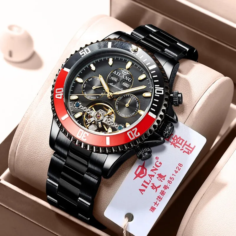 automatic winding mechanical Tourbillon  waterproof fashion Luminous watch