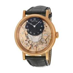 Breguet Tradition Black and Champagne Skeleton Dial 18kt Rose Gold Black Leather Men's Watch 7057BRR99W6 7057BR/R9/9W6
