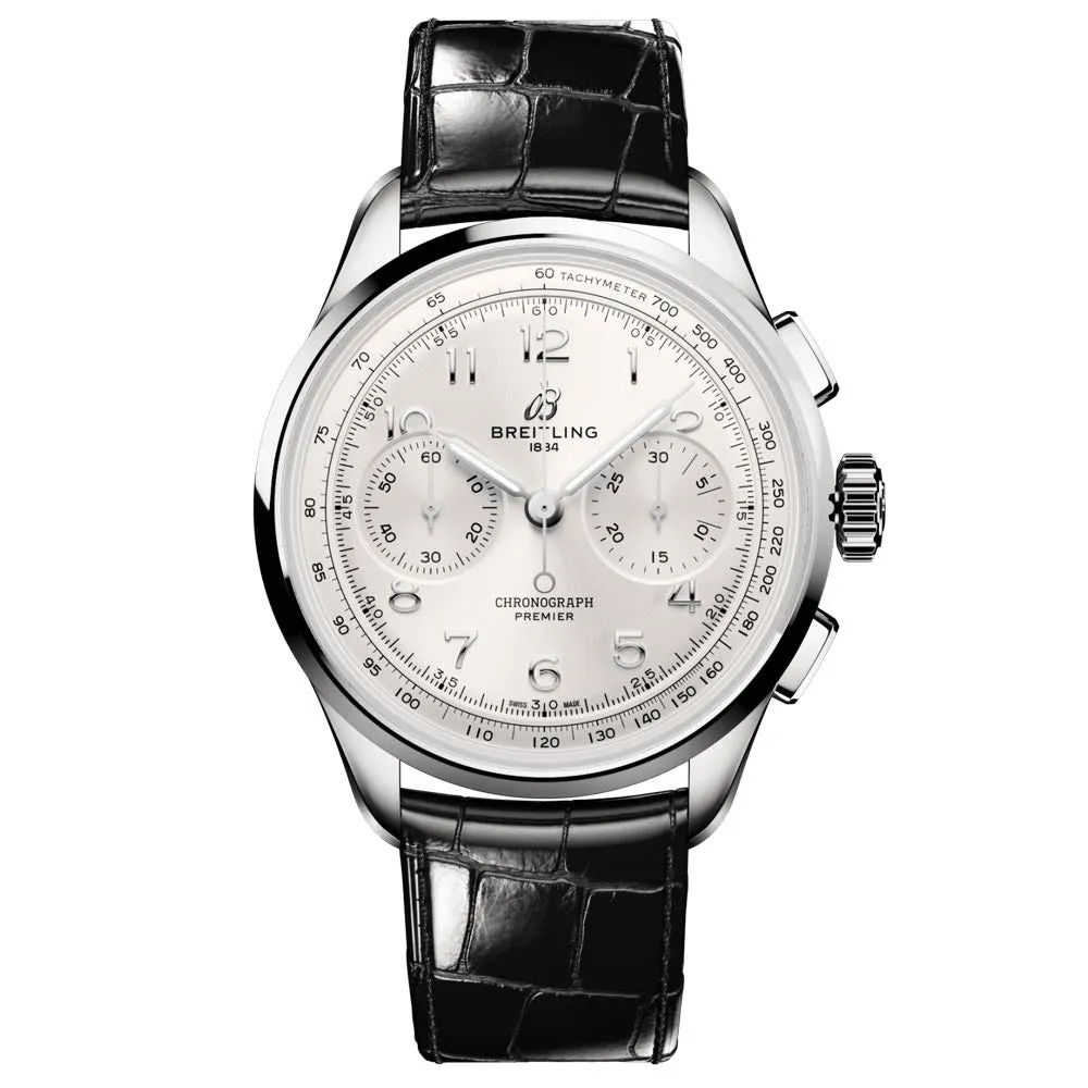 Breitling Premier B09 Chronograph 40mm Silver Dial Manual Wound Gents Watch AB0930371G1P1