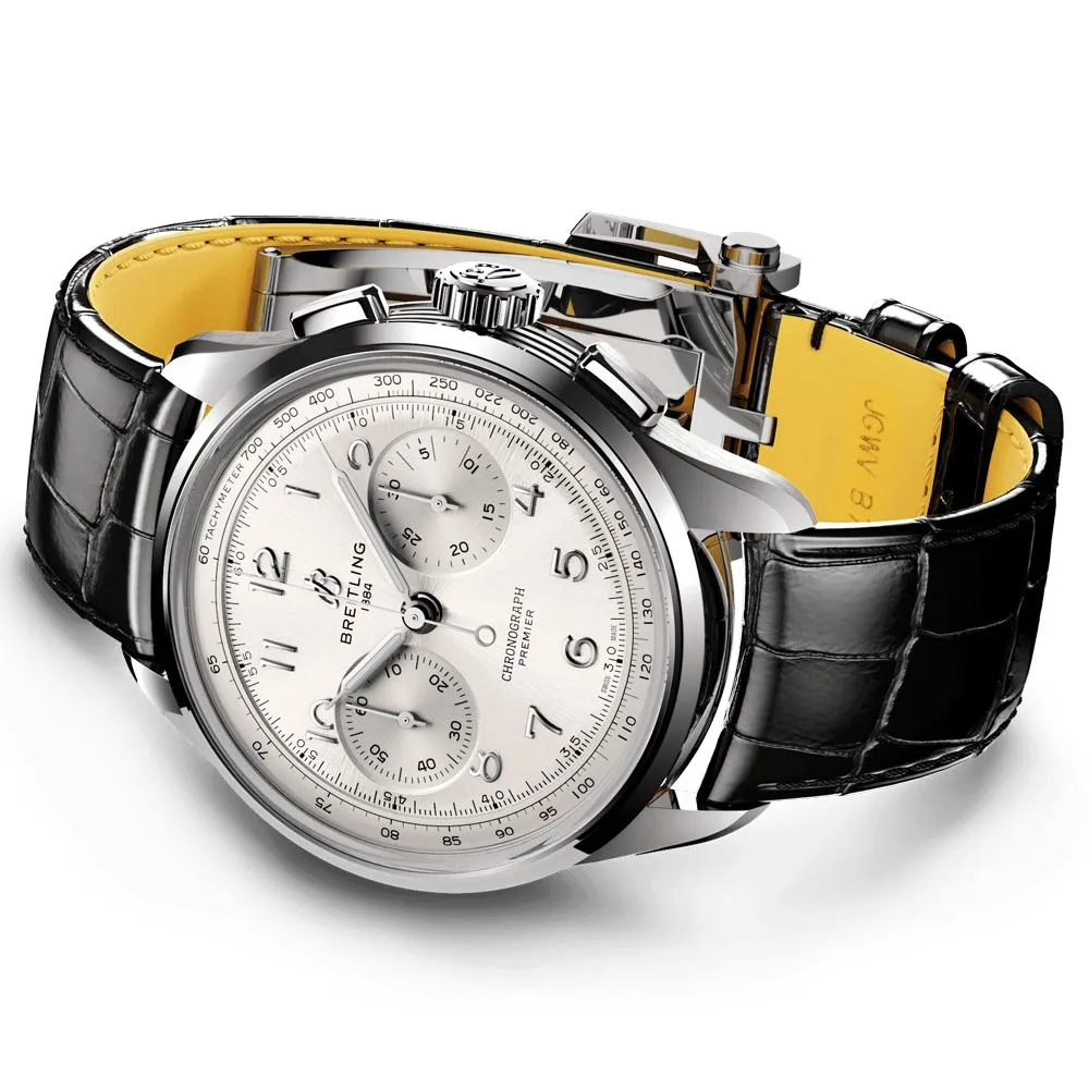 Breitling Premier B09 Chronograph 40mm Silver Dial Manual Wound Gents Watch AB0930371G1P1