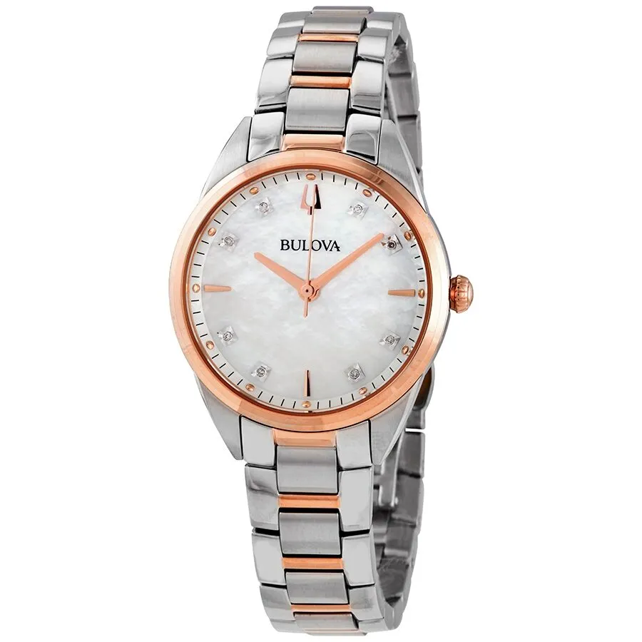 Bulova Sutton Mother of Pearl Diamond Dial Ladies Watch 98P183