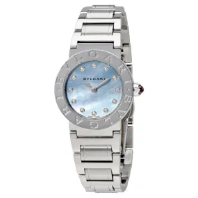 Bvlgari BVLGARI Blue Mother-of-Pearl Diamond Dial Stainless Steel Ladies Watch 102200