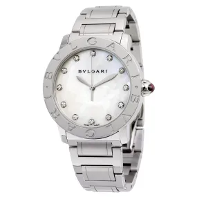 Bvlgari BVLGARI White Mother of Pearl Diamond Dial Stainless Steel 37mm Ladies Watch 101975