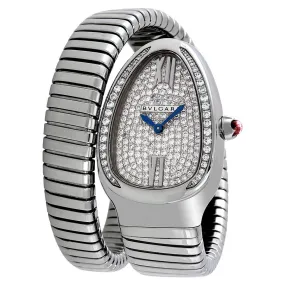 Bvlgari Serpenti Tubogas 18k White Gold Diamond Pave Dial Quartz Ladies Watch 102005