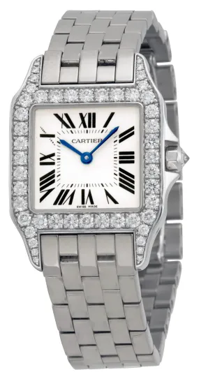 Cartier Santos Demoiselle 18kt White Gold Diamond Large Ladies Watch WF9004Y8