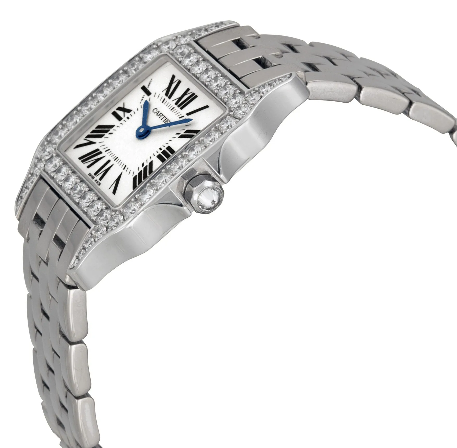 Cartier Santos Demoiselle 18kt White Gold Diamond Large Ladies Watch WF9004Y8