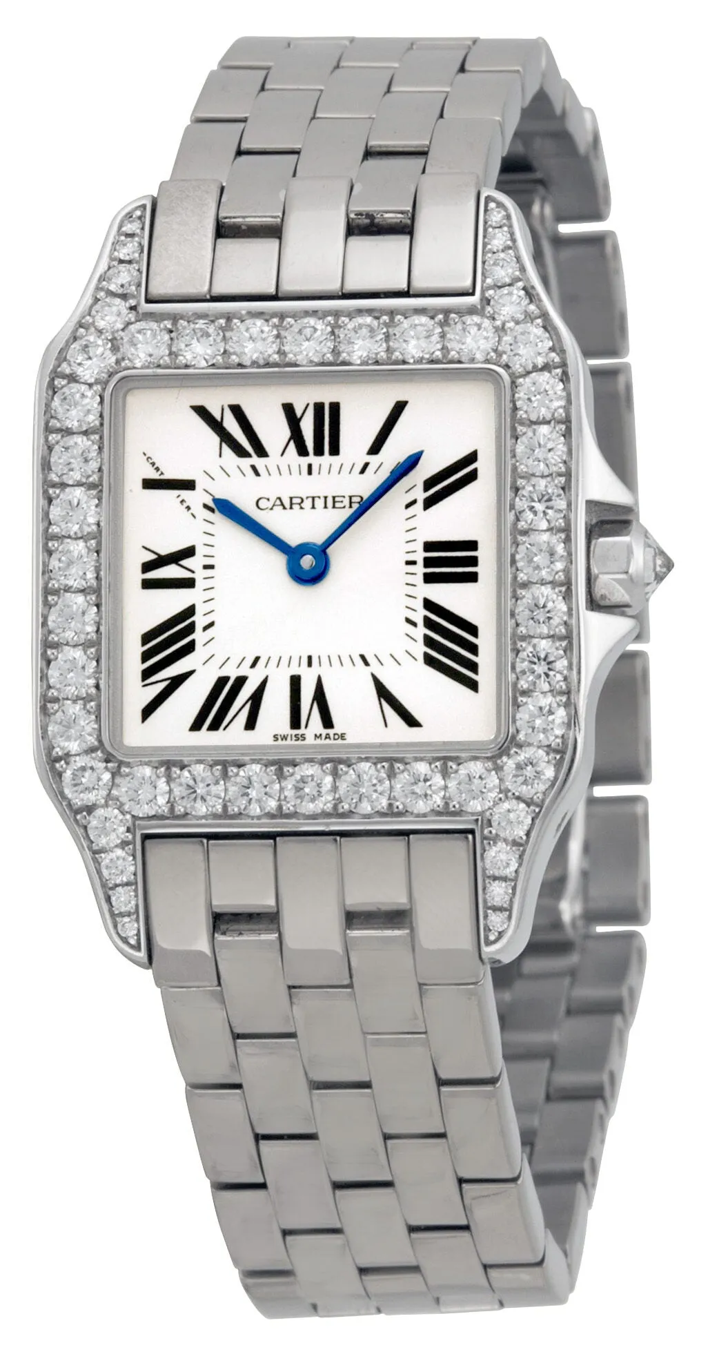 Cartier Santos Demoiselle 18kt White Gold Diamond Large Ladies Watch WF9004Y8