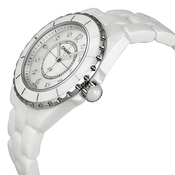 Chanel J12 Mother of Pearl Diamond Dial White Ceramic Unisex Watch H3214