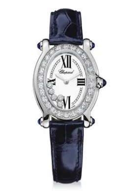 Chopard Happy Sport Oval Diamond Mother of Pearl Dial White Gold Ladies Watch 277465-1006