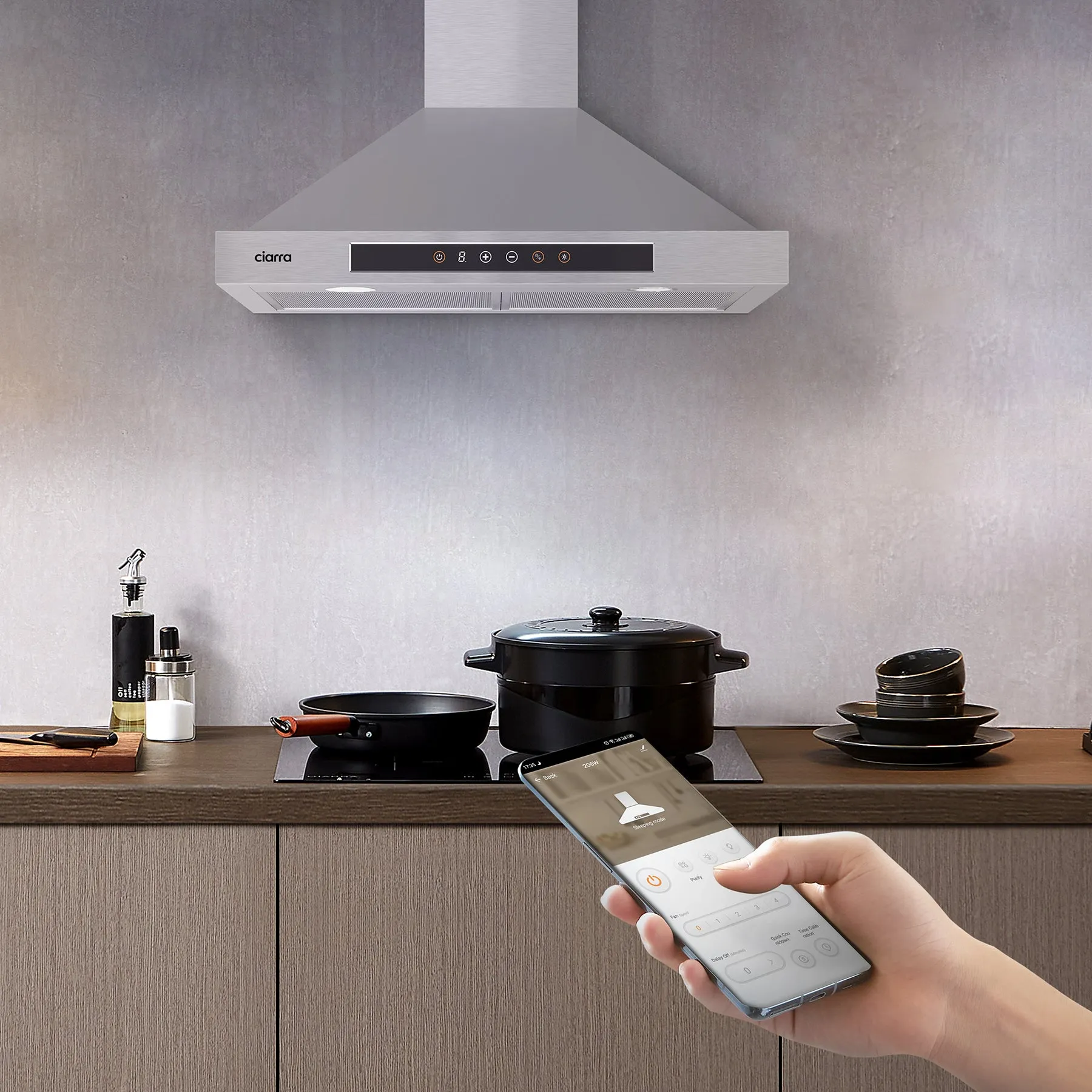CIARRA 30 Inch Smart Wall Mount Range Hood with Alexa and Google Home Voice Control CAS75308W-OW