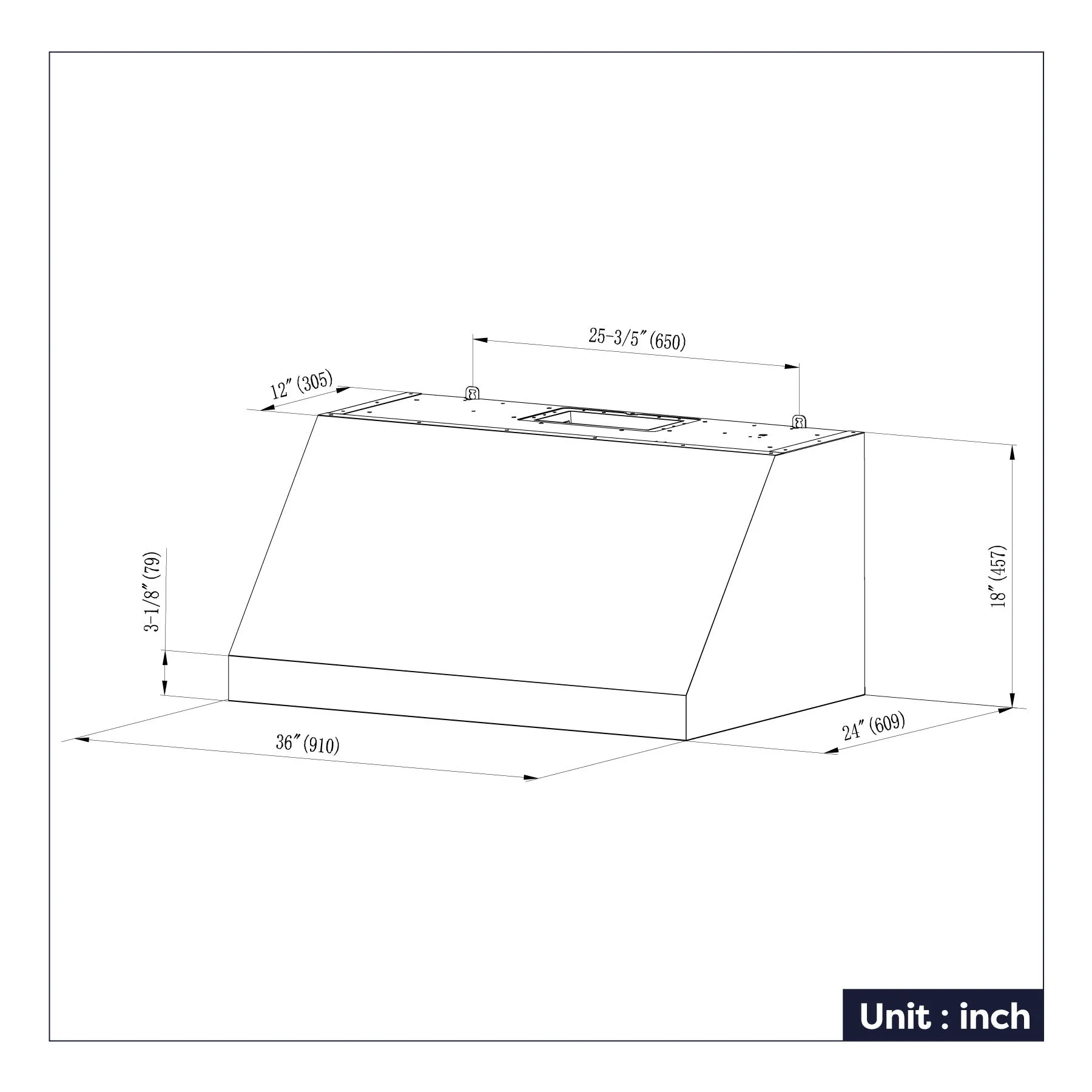 CIARRA Professional Series 36 inch Under Cabinet Range Hood Insert 700 CFM in Stainless Steel | CAS36928A-OW