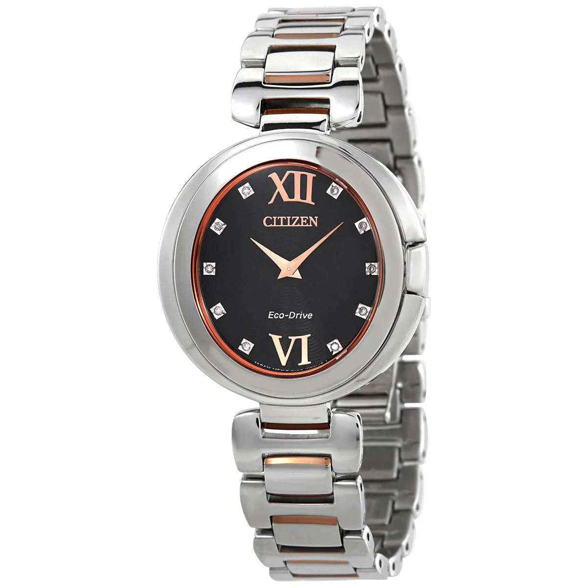 Citizen Capella Diamond Black Dial Ladies Two-Tone Watch EX1516-52E