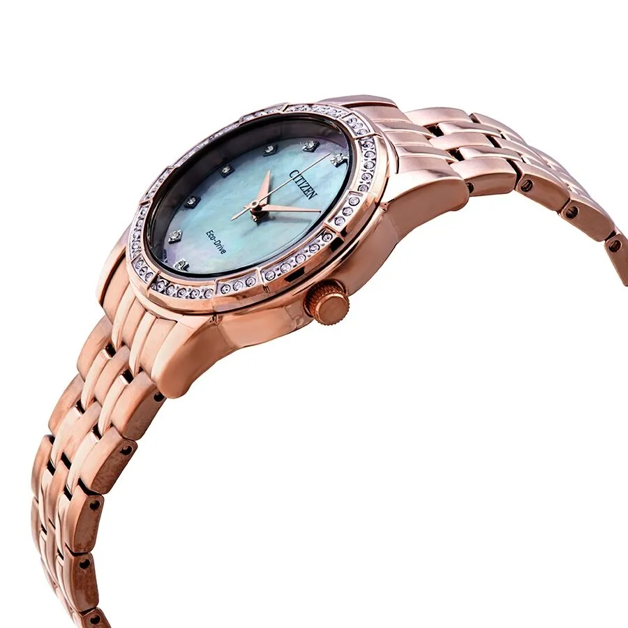 Citizen Silhouette Crystal White Mother of Pearl Dial Ladies Watch EM0773-54D