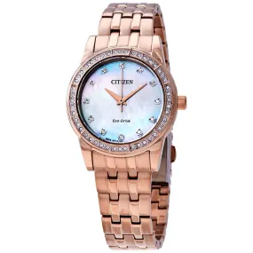 Citizen Silhouette Crystal White Mother of Pearl Dial Ladies Watch EM0773-54D