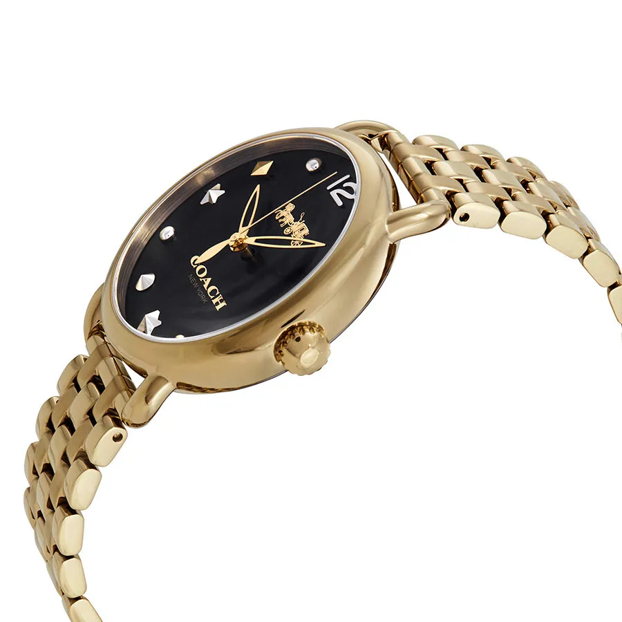 Coach Delancey Black Dial Yellow Gold-tone Ladies Watch 14502813