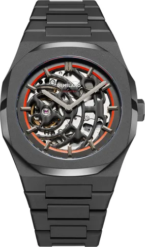 D1 Milano Watch Skeleton Sandblast Orange Bracelet D