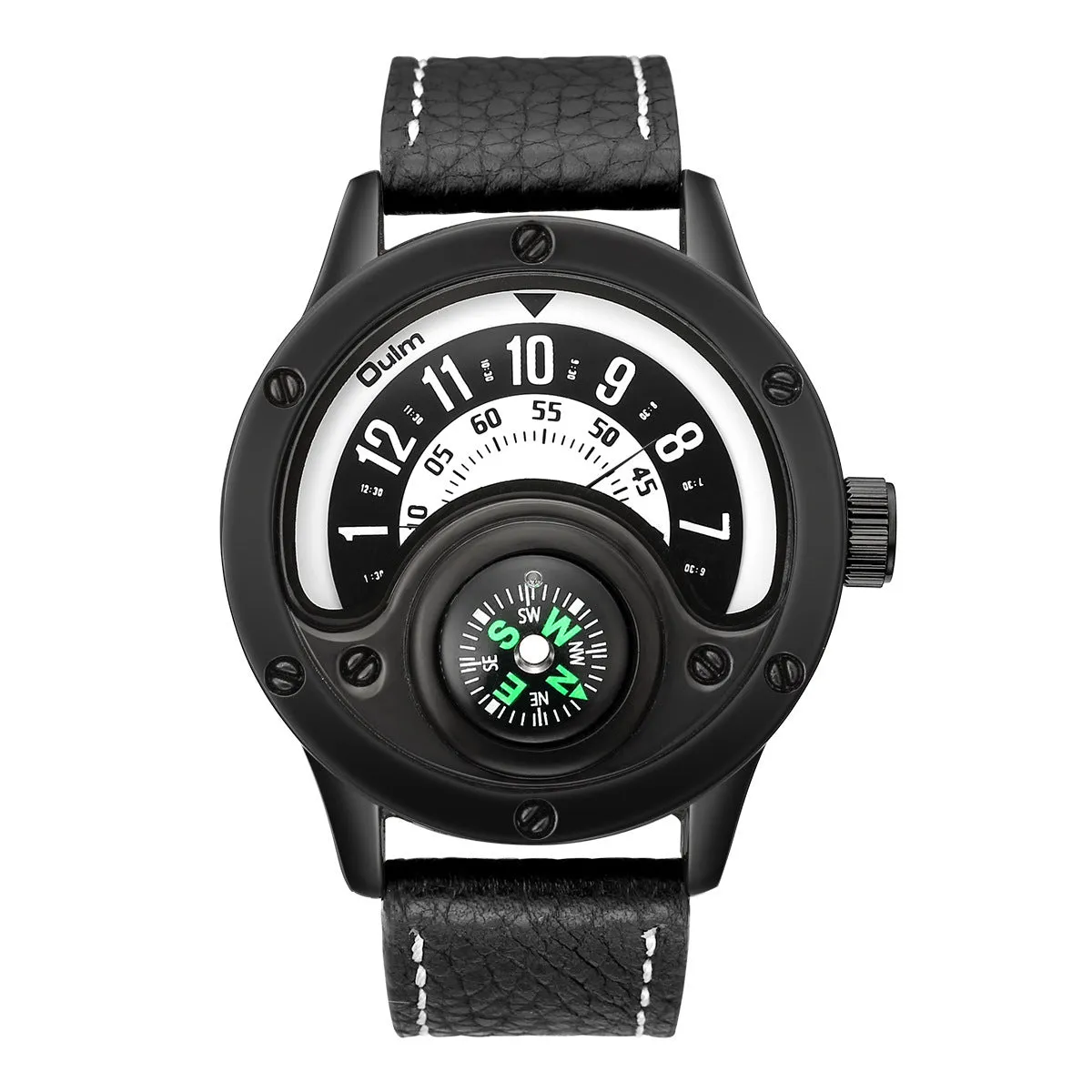 Decorative Compass Watch, Unique Design Watch, Male Quartz Clock Watch, Men's Leather Strap Casual Wristwatch